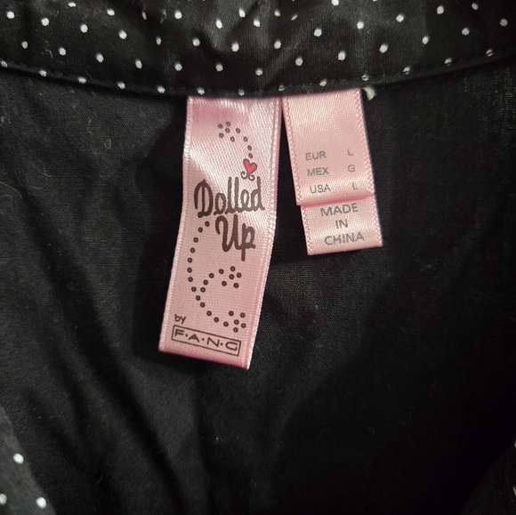 Dolled Up by FANG Button Up Tunic Top Career Retro Y2K Sz Large EUC - Picture 2 of 6